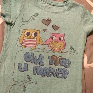 Short sleeve owl girls size 6 tshirt by mudd